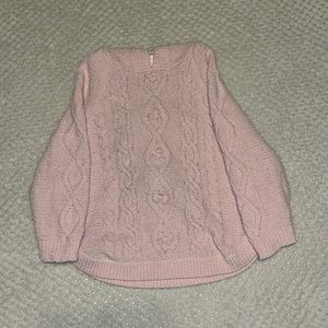 Pink Knitted Sweater with Hood